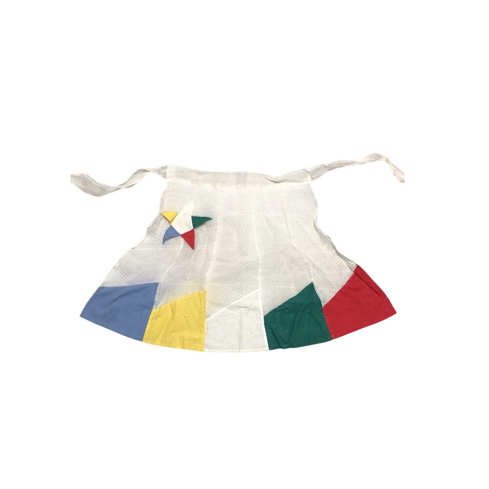 Multicolored Half Apron Star Pocket Paneled Sheer 1950s Hostess Vintage